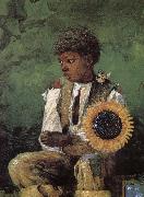 Winslow Homer Dedicated to the teacher s sunflower France oil painting artist